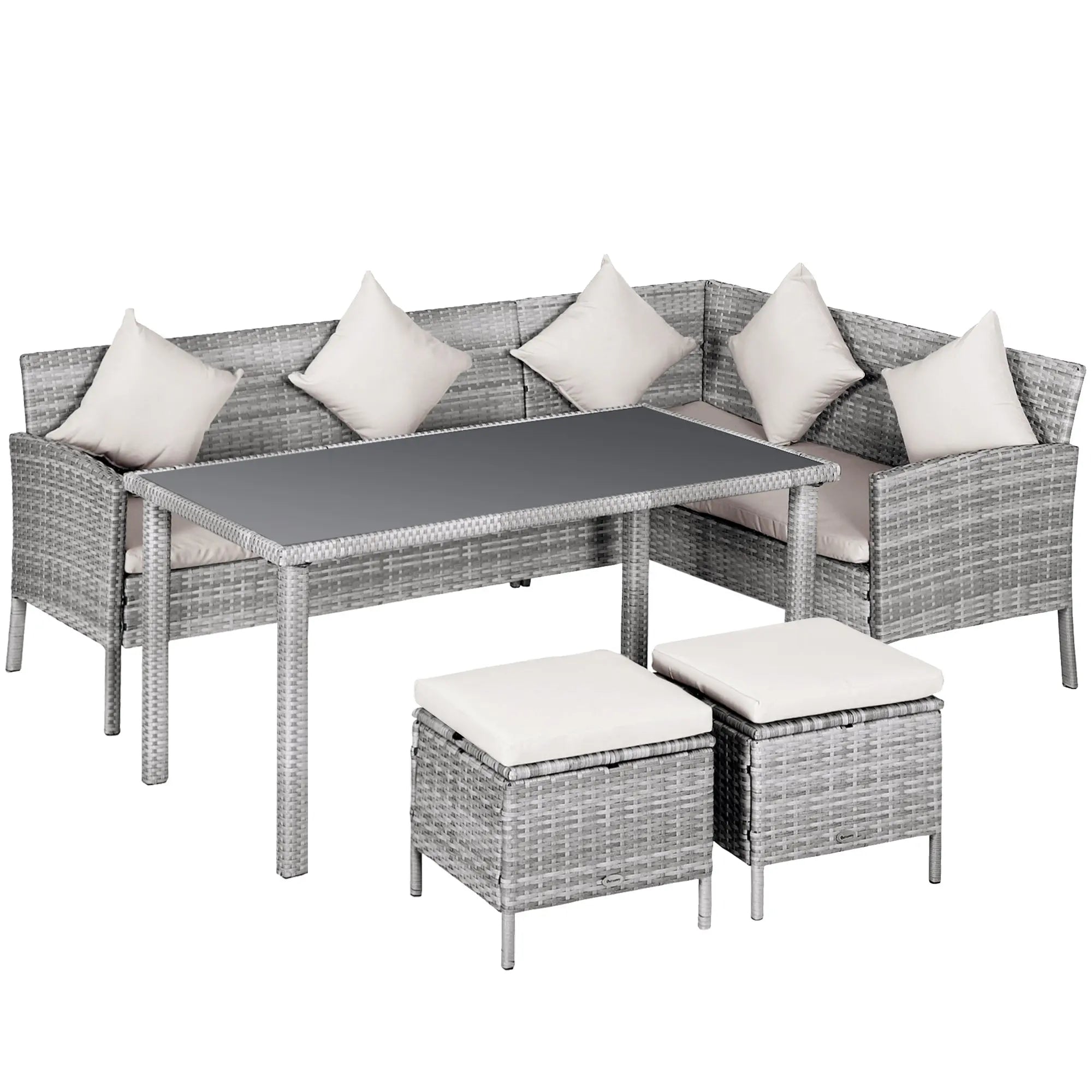 5 Piece Rattan Outdoor Patio Couch Set