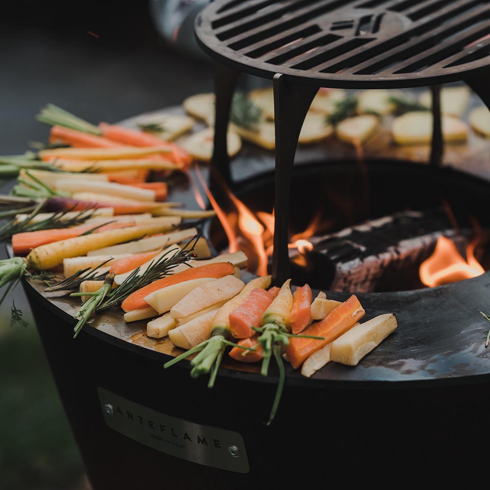 Arteflame Park Series — One-Piece CORTEN Steel Park Grill (30″ / 40″) with Half Griddle + Half Grill