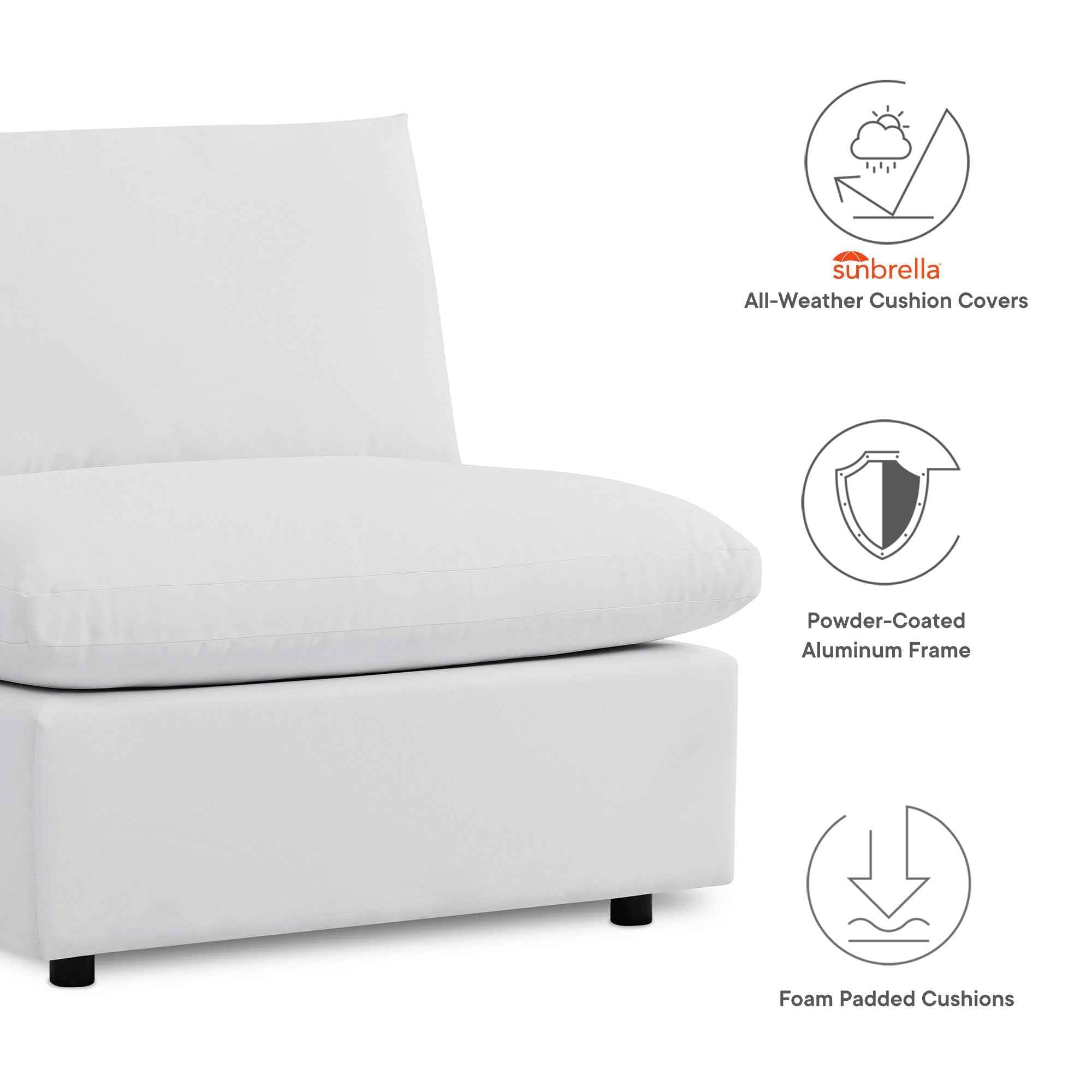 Commix Outdoor Sectional Sofa - 5-Piece Sunbrella White Collection at Patio Elegance