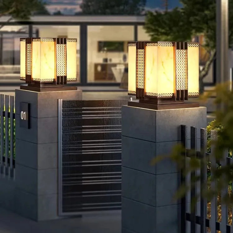 DecorBites LED Outdoor Marble Street Lamp for Pillar Fence Lighting