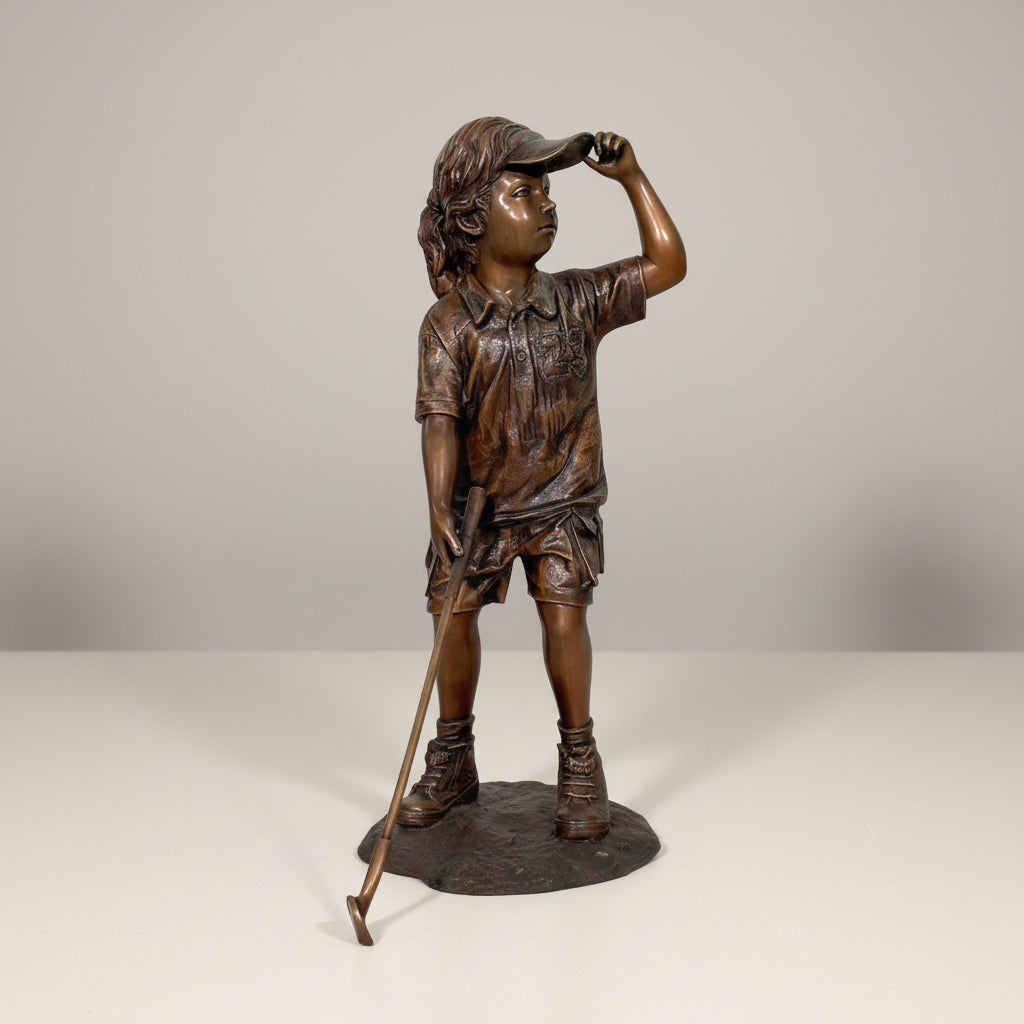 Little Girl Golfer Bronze Statue