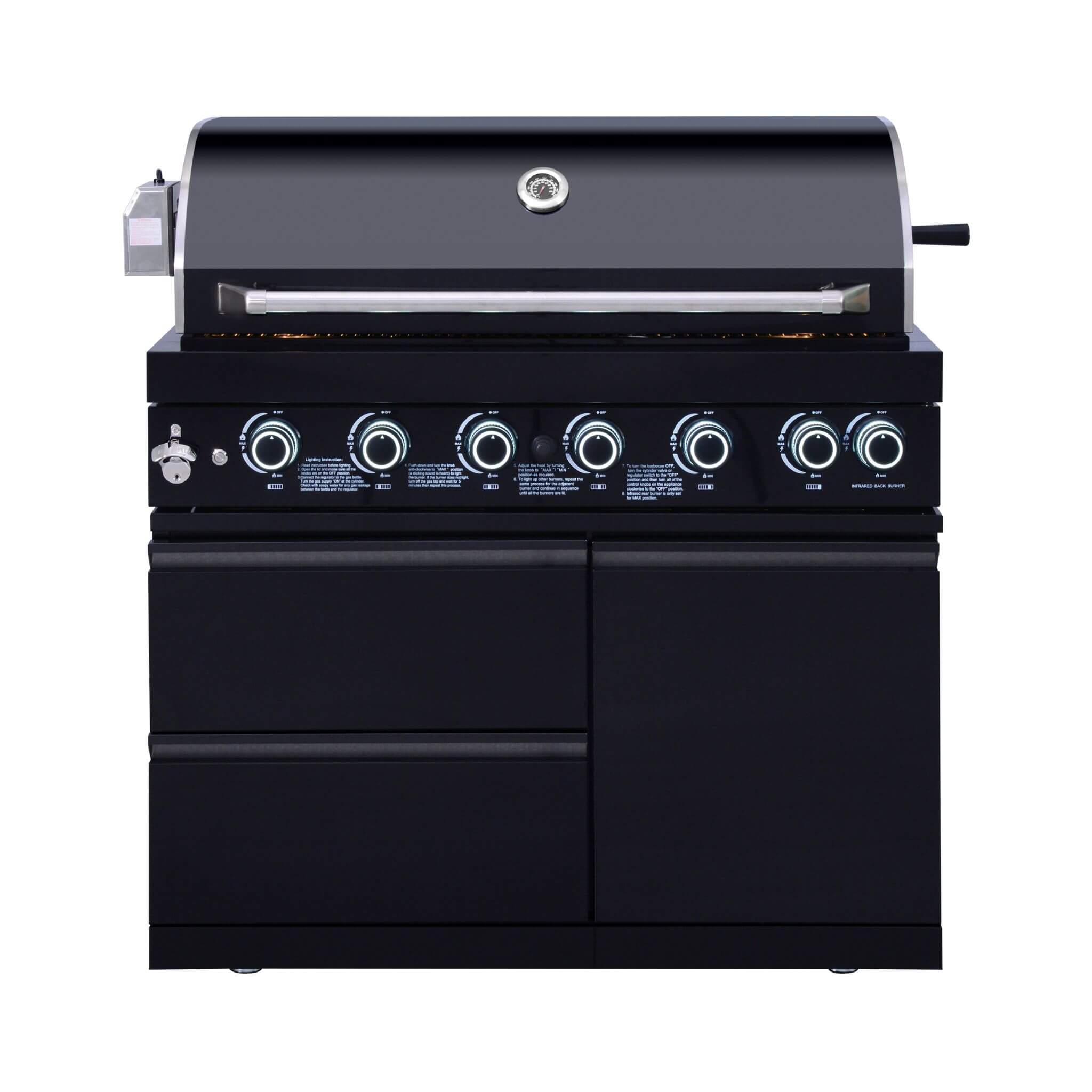 Castelle Flame Summit 6-Burner 85000 BTU BBQ Island With Sink And Fridge (SAK59238)