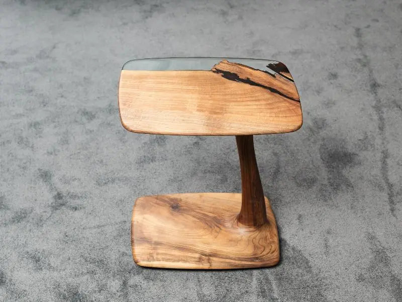 C-Shaped Luxury Resin End / Side Table - Unique Gift Idea